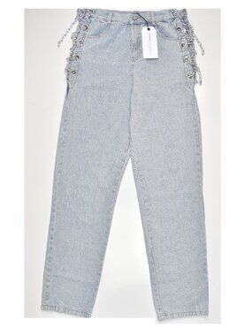 Nichole Lynel Chain Embellished High Rise Jeans NEW - L